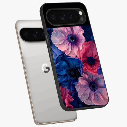 Flower Paper Art Pattern Glass Case displayed in angled mockup highlighting layered paper flower design with artistic aesthetic.