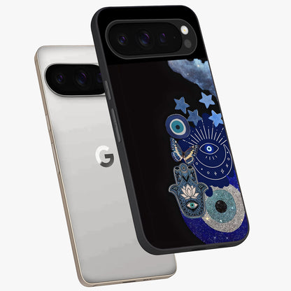 Galactic Charm Cluster Glass Case displayed in angled mockup highlighting luminous galaxy inspired design with dreamy aesthetic.
