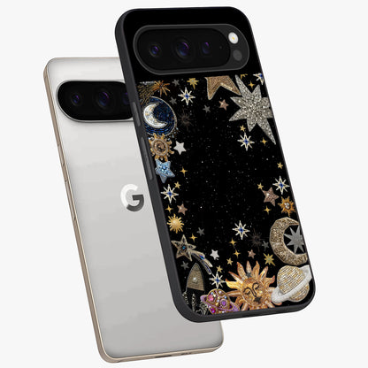 Galactic Jewel Stars Glass Case displayed in angled mockup highlighting shining celestial star design with cosmic aesthetic style.