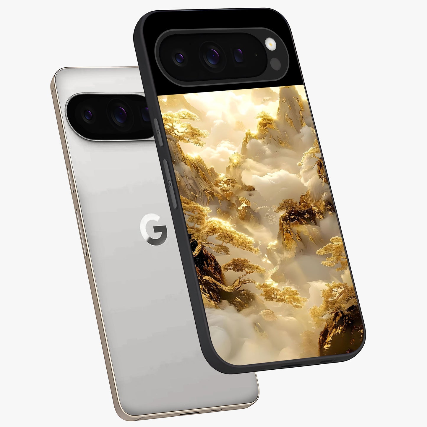 Gates Of Illumination Glass Case displayed in angled mockup highlighting radiant portal inspired design with fantasy aesthetic.