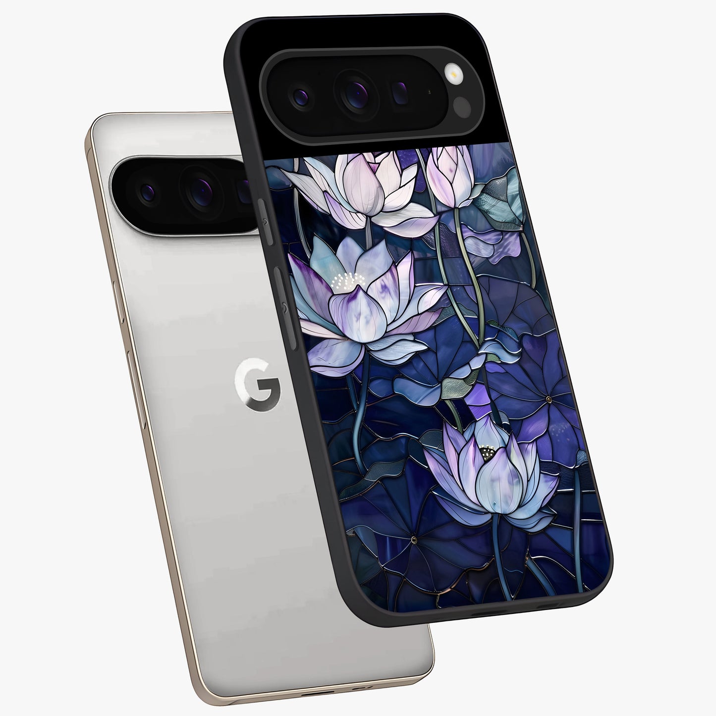 Gloss Petal Rush Glass Case displayed in angled mockup highlighting vibrant petal design with elegant floral aesthetic.