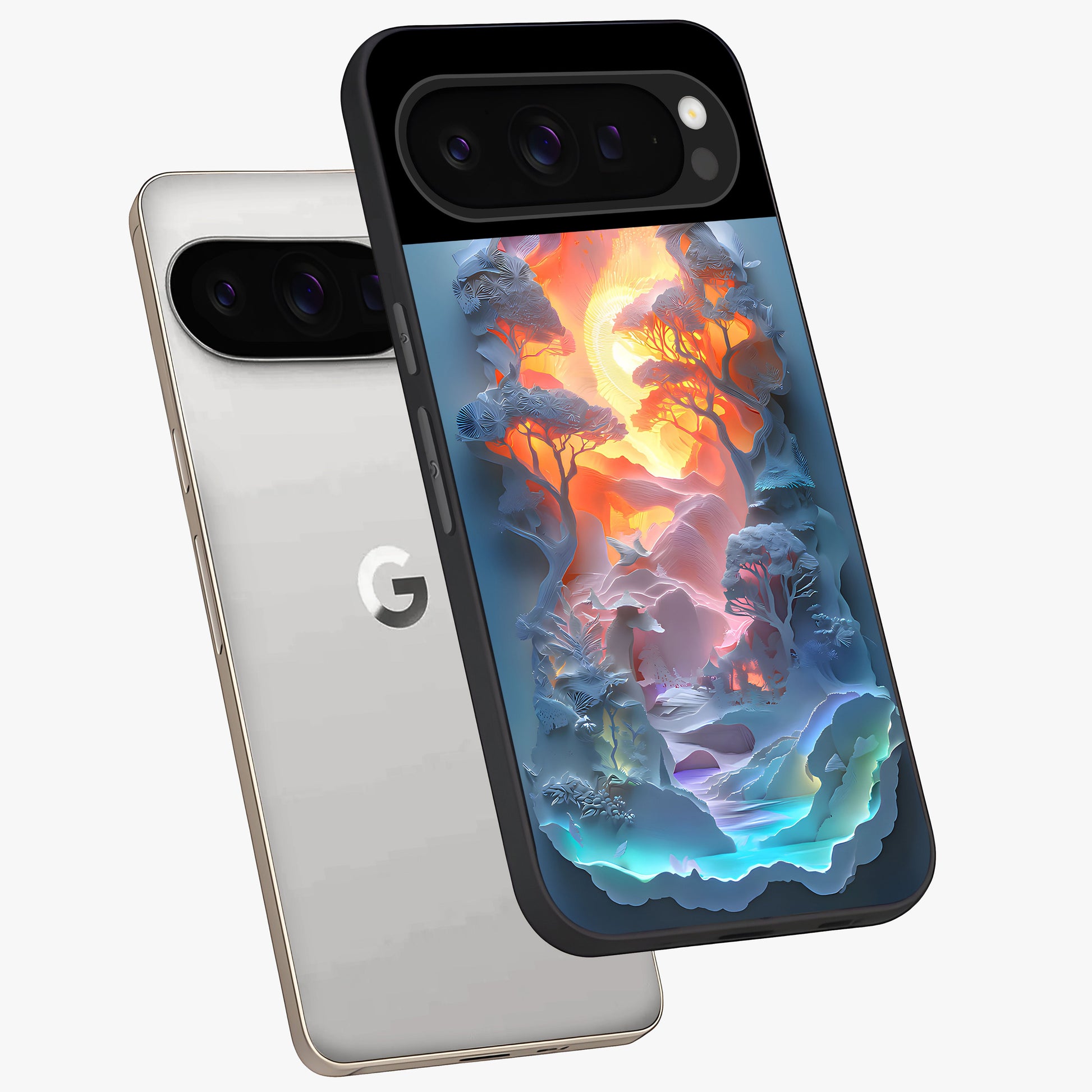 Glow Forest Portal Glass Case displayed in angled mockup highlighting mystical forest design with magical glowing aesthetic.