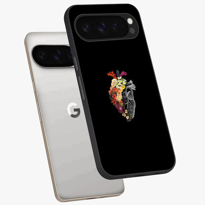 Heart With Flowers Glass Case displayed in angled mockup highlighting romantic flower design with soft aesthetic style.