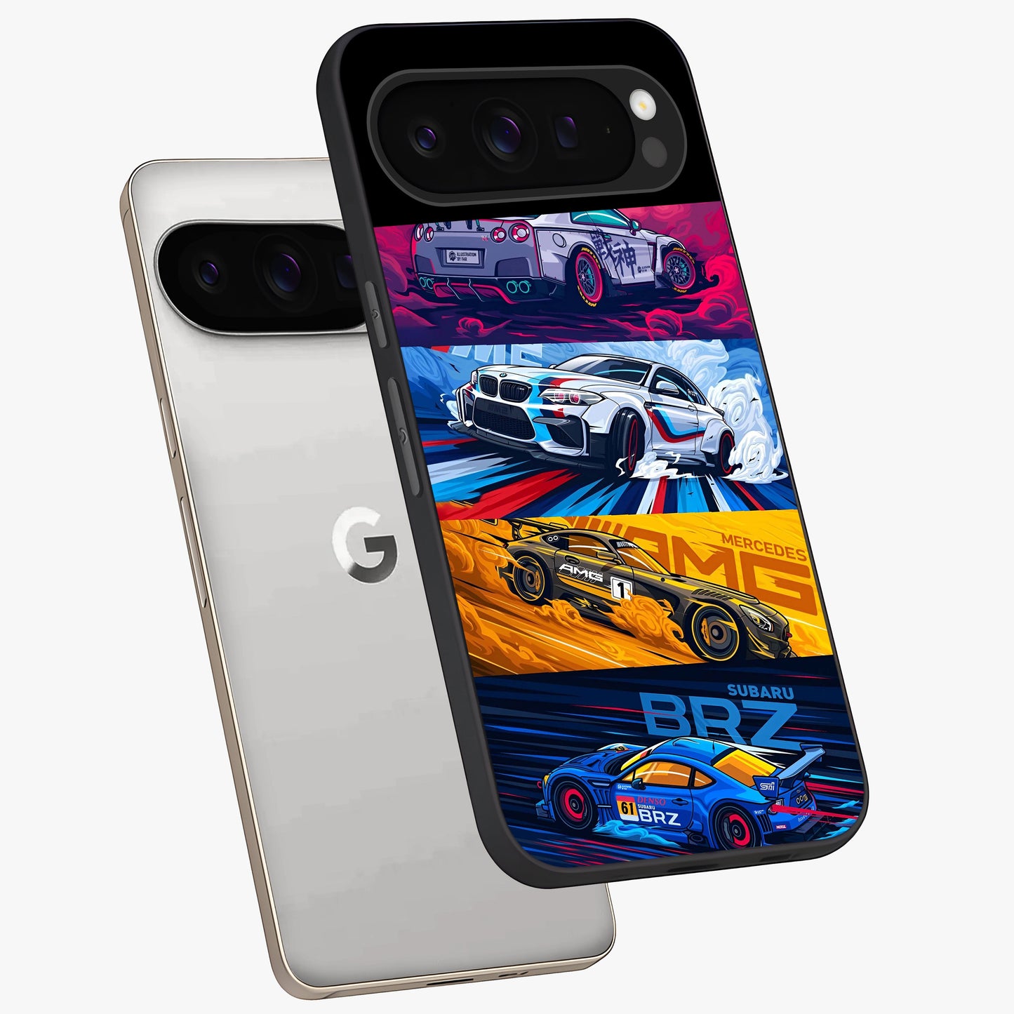 JDM Sports Car Glass Case displayed in angled mockup highlighting sleek Japanese racing car design with automotive aesthetic.
