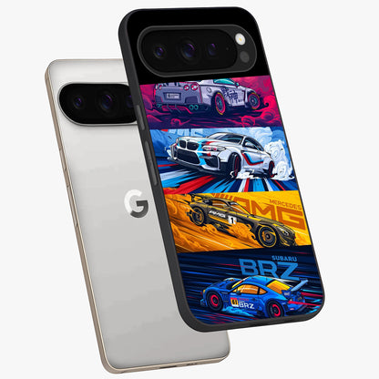 JDM Sports Car Glass Case displayed in angled mockup highlighting sleek Japanese racing car design with automotive aesthetic.