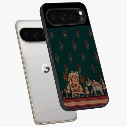 Macmerise Glass Case displayed in angled mockup highlighting trendy graphic design with sleek aesthetic style.