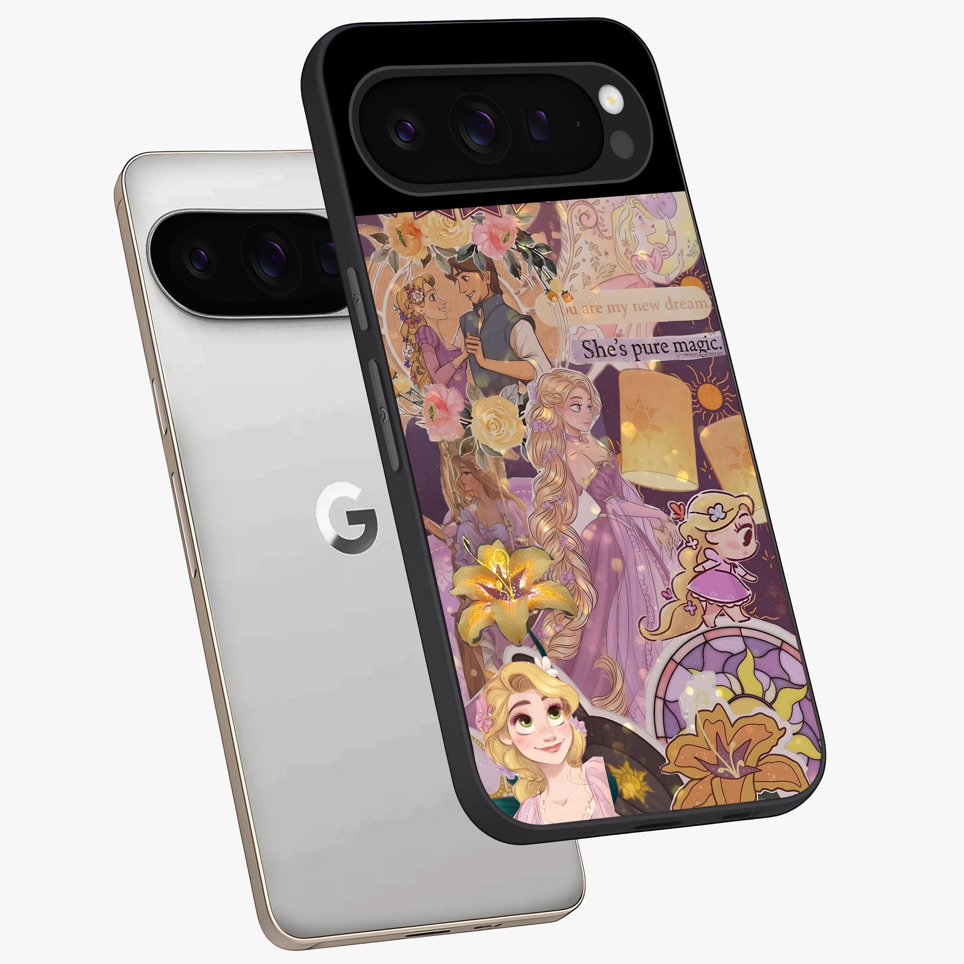 Magical Tangled Dream Glass Case displayed in angled mockup highlighting whimsical fantasy design with magical aesthetic.