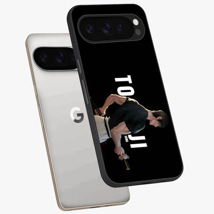 Midnight Blade Resolve Glass Case displayed in angled mockup highlighting powerful blade illustration with dramatic dark aesthetic.