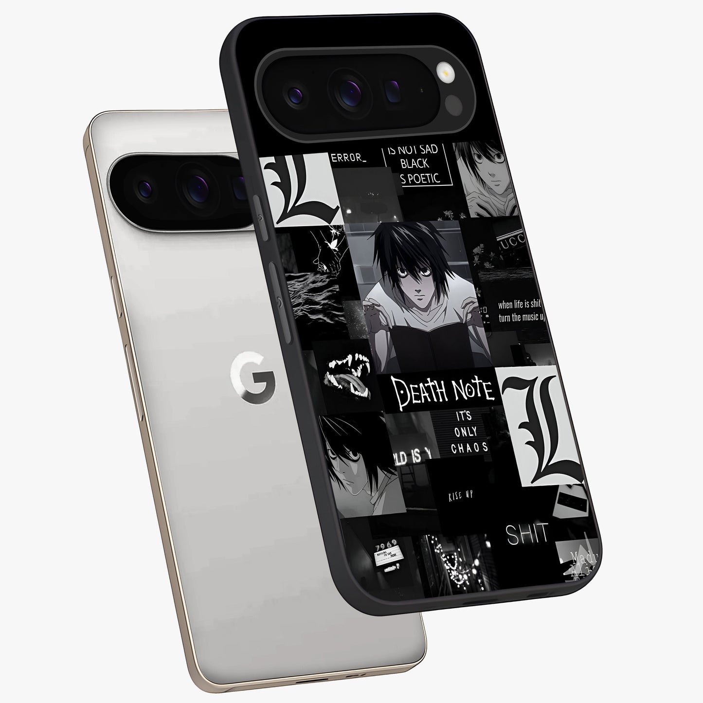 Midnight Chaos Mind Glass Case displayed in angled mockup highlighting chaotic artistic design with dramatic midnight aesthetic.