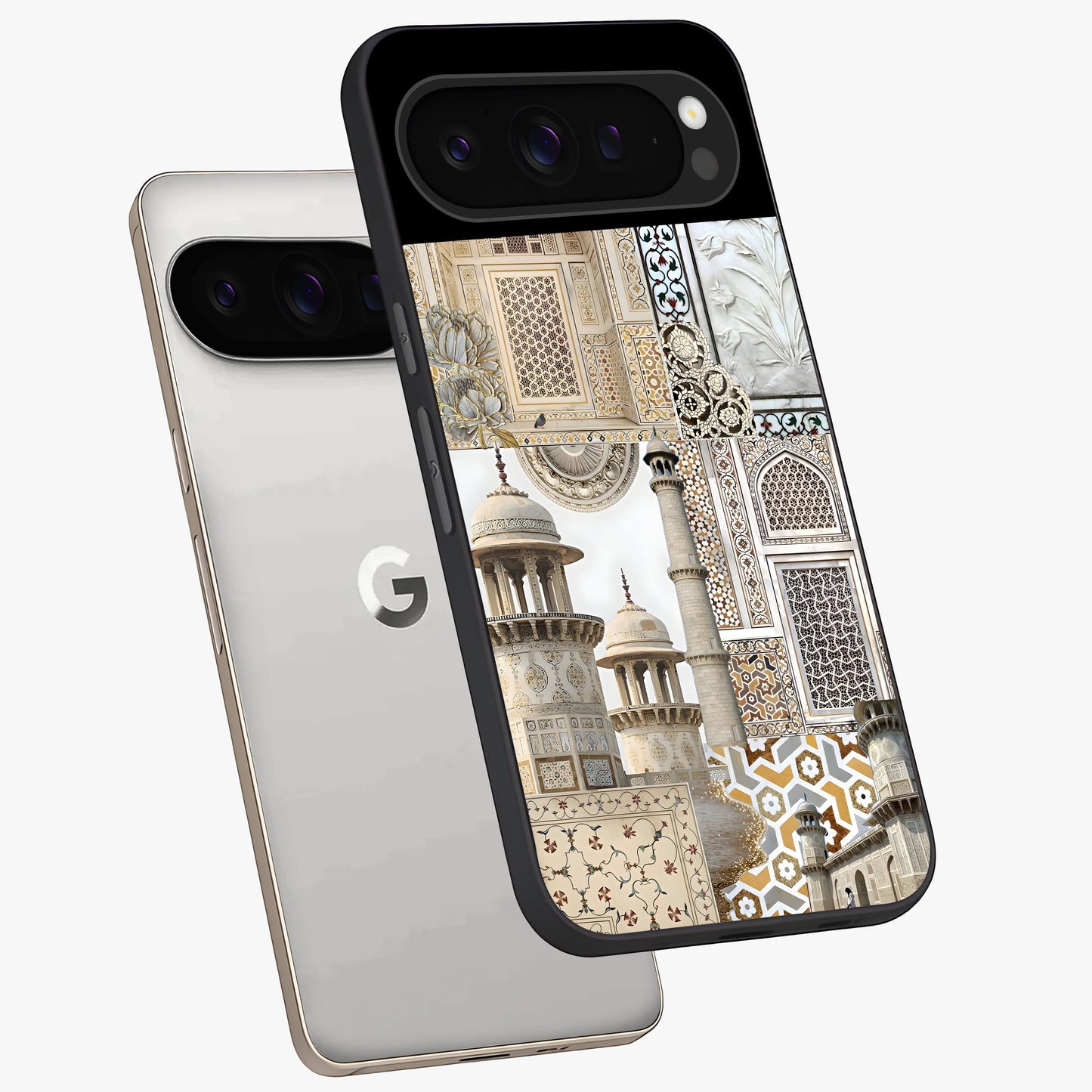 Mughal Marble Legacy Glass Case displayed in angled mockup highlighting elegant heritage marble artwork with royal aesthetic.