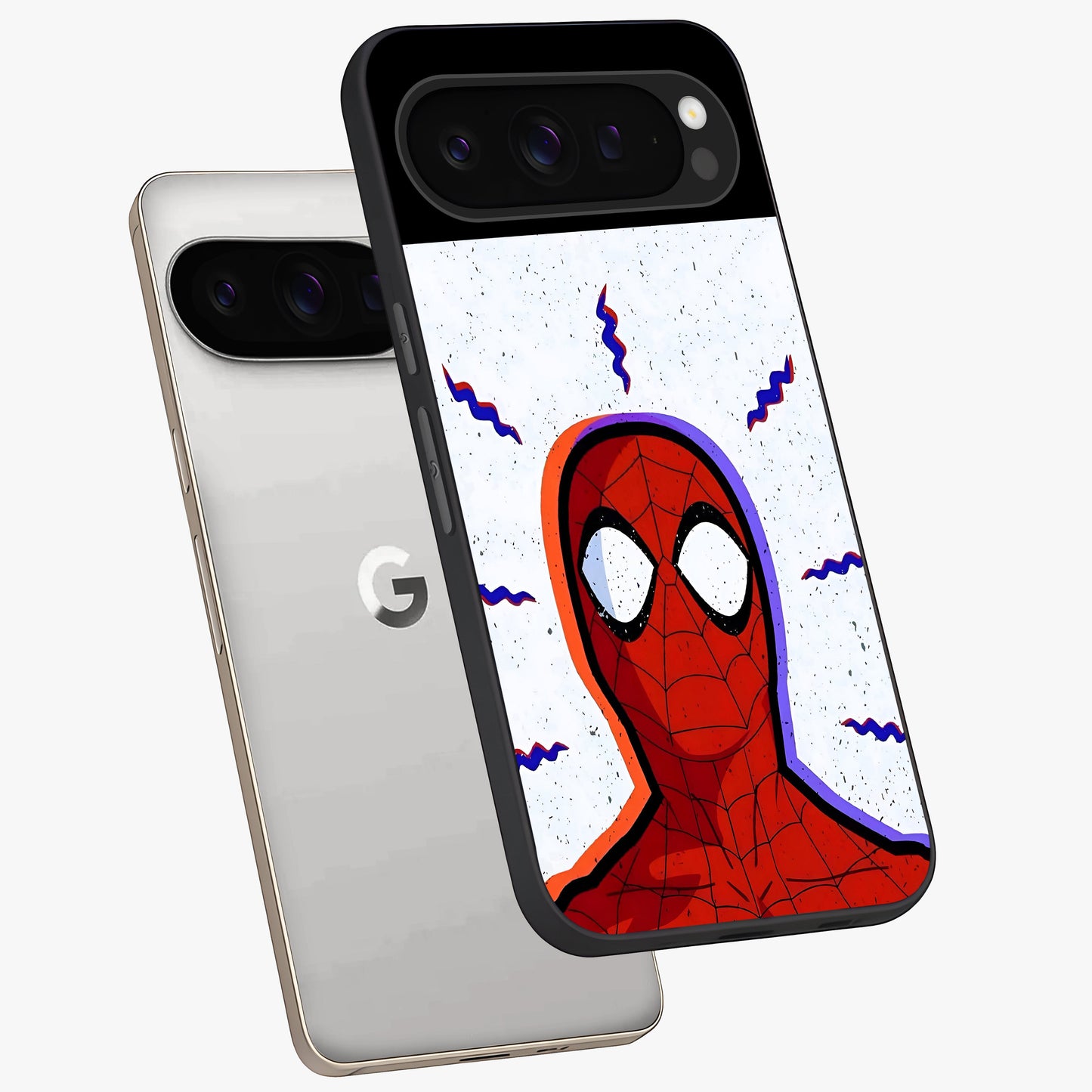 Omg Spiderman Glass Case displayed in angled mockup highlighting dynamic hero illustration with action comic aesthetic.