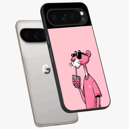 Pink Panther Glass Case displayed in angled mockup highlighting playful cartoon character design with vibrant pink aesthetic.