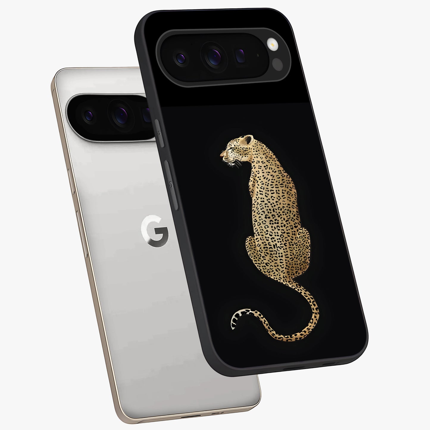 Regal Leopard Glass Case displayed in angled mockup highlighting powerful animal illustration with stylish wild aesthetic.