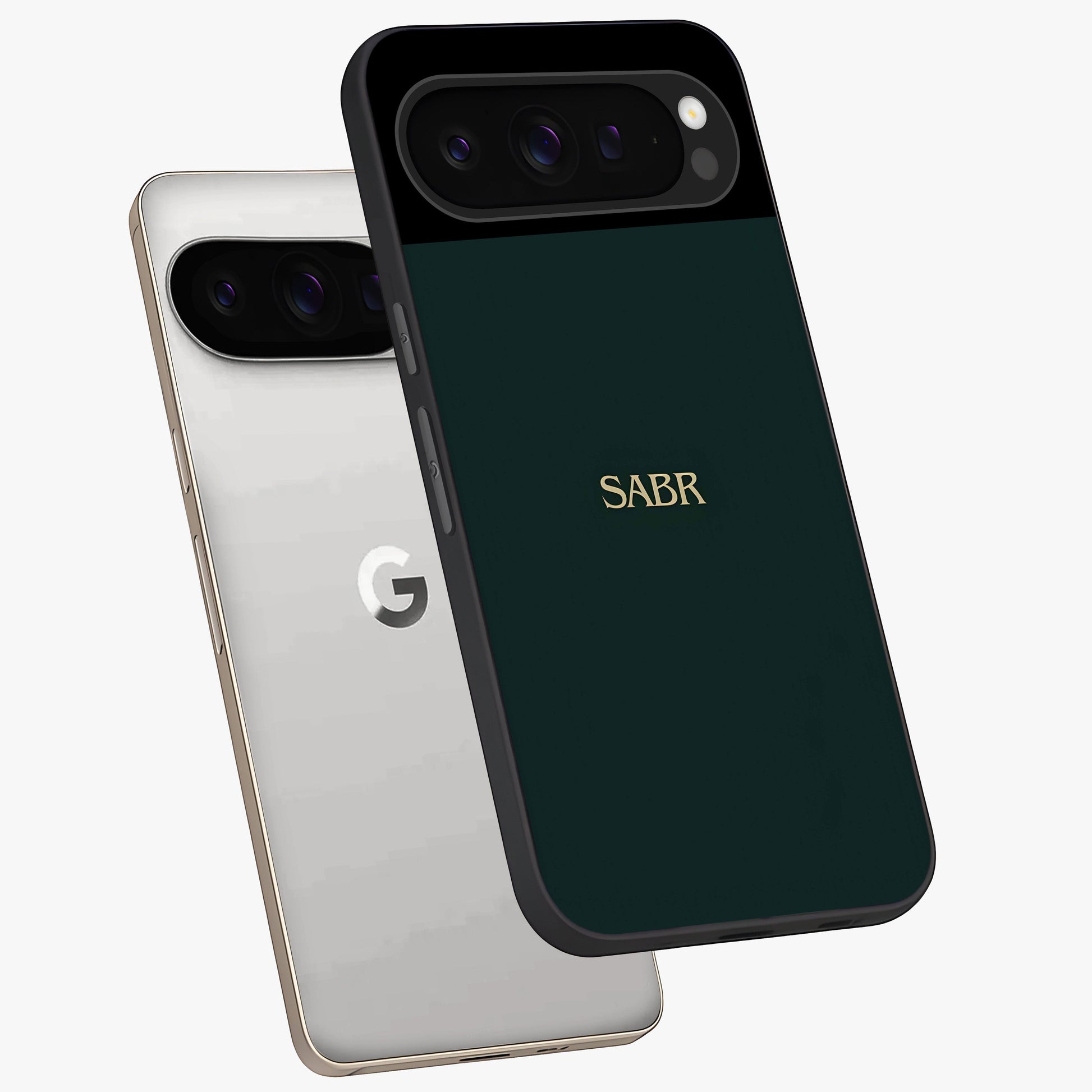Sabr Minimal Patience Glass Case displayed in angled mockup highlighting simple inspirational design with clean aesthetic style.