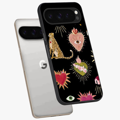 Sacred Jungle Heart Glass Case displayed in angled mockup highlighting lush tropical design with natural aesthetic style.