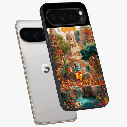 Sacred Sunlight Gods Glass Case displayed in angled mockup highlighting radiant spiritual design with celestial aesthetic.