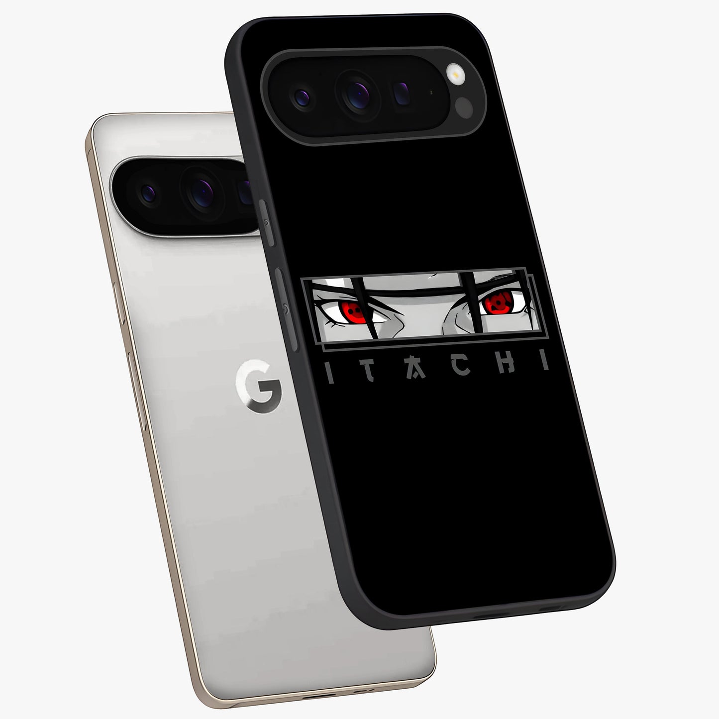 Scarlet Gaze Dominance Glass Case displayed in angled mockup highlighting intense visual design with bold scarlet aesthetic.