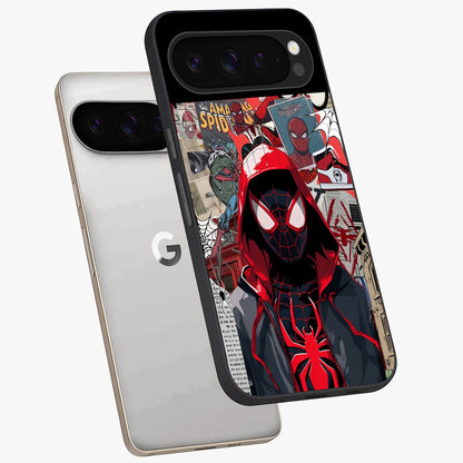 Spider Collage Street Glass Case displayed in angled mockup highlighting dynamic street style collage design with comic aesthetic.