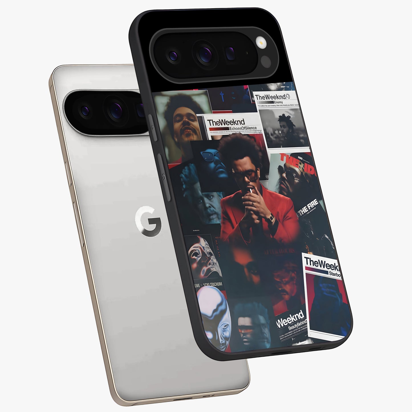 The Weeknd Glass Case displayed in angled mockup highlighting stylish pop culture inspired design with modern aesthetic.