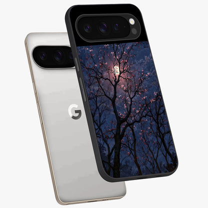 Twilight Sakura Serenade Glass Case displayed in angled mockup highlighting delicate sakura flower design with dreamy aesthetic.