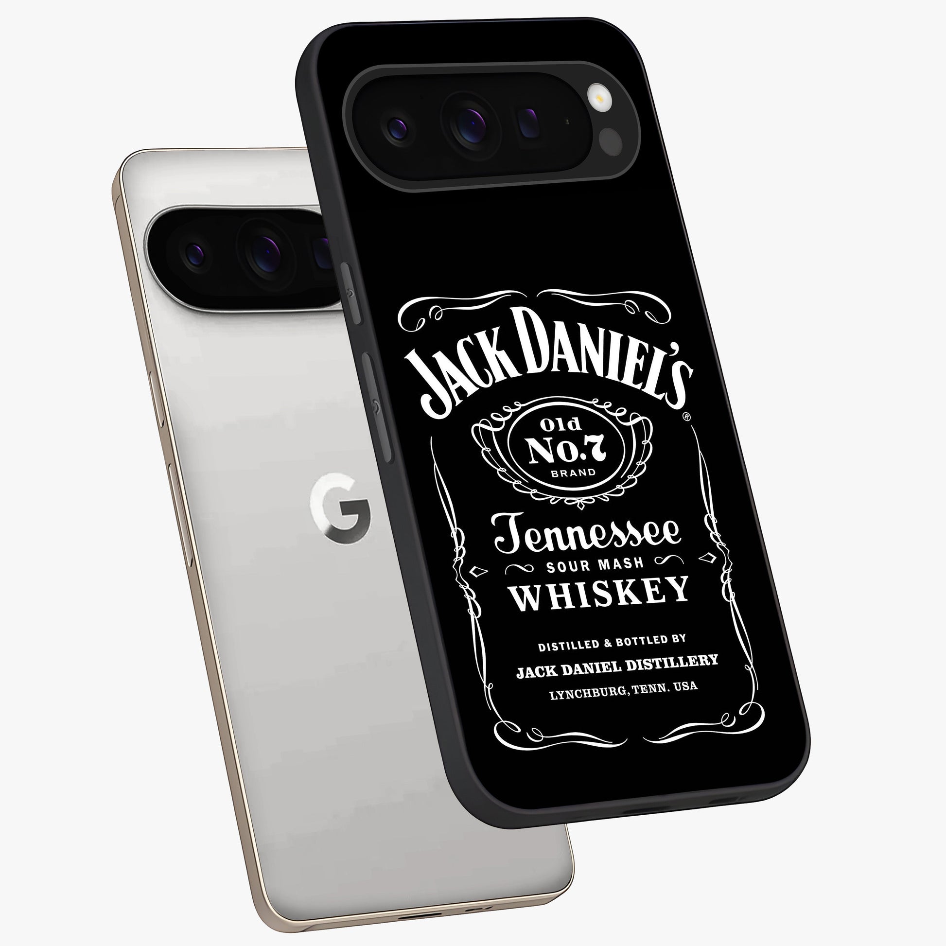 Vintage Whiskey Heritage Glass Case displayed in angled mockup highlighting retro beverage themed design with heritage aesthetic.