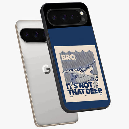 Worry Less Swim Glass Case displayed in angled mockup highlighting fun typography design with relaxed aesthetic style.