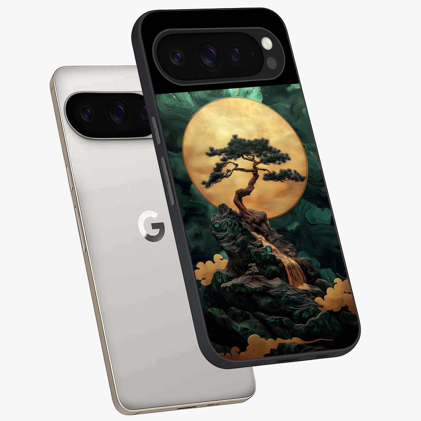 Zen Moon Rise Glass Case displayed in angled mockup highlighting peaceful lunar design with zen aesthetic style.