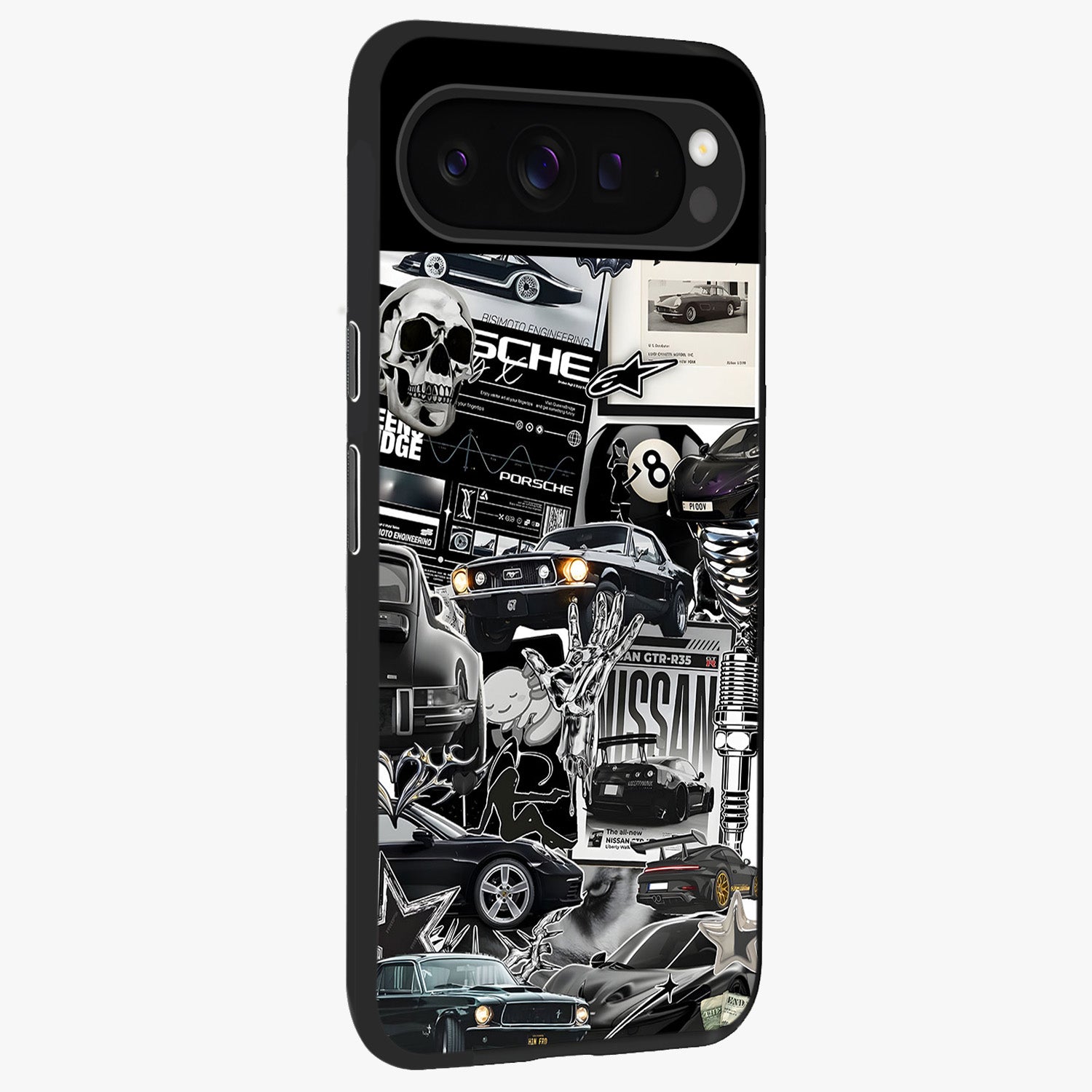 Aesthetic Dark Love Glass Case upright view showcasing dramatic romantic artwork with modern aesthetic style.