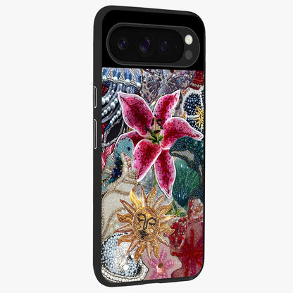 Beaded Garden Fantasy Glass Case upright view showcasing whimsical garden aesthetic with artistic bead details.