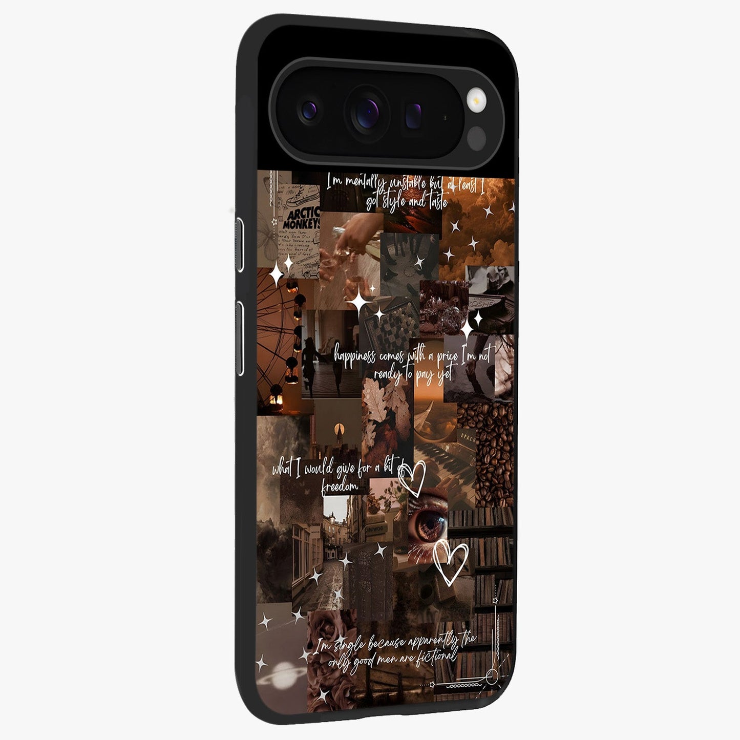 Bittersweet Aesthetic Chaos Glass Case upright view showcasing bold artistic chaos design with modern aesthetic style.
