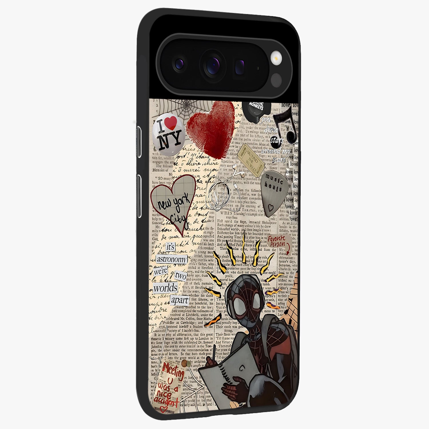 City Dream Sketch Glass Case upright view showcasing urban skyline artwork with stylish hand drawn design.