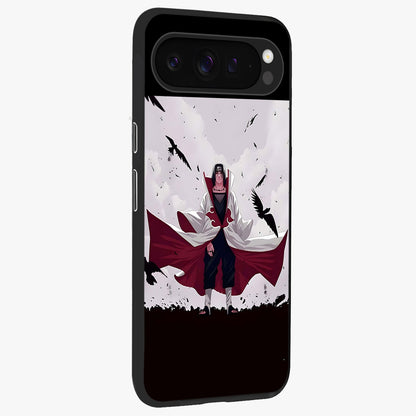 Crimson Crow Ascension Glass Case upright view showcasing dramatic crow artwork with bold gothic theme.