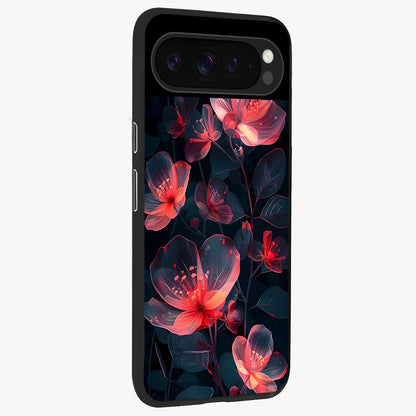 Dark Shade of Flower Glass Case upright view showcasing delicate flower artwork with rich dark floral theme.