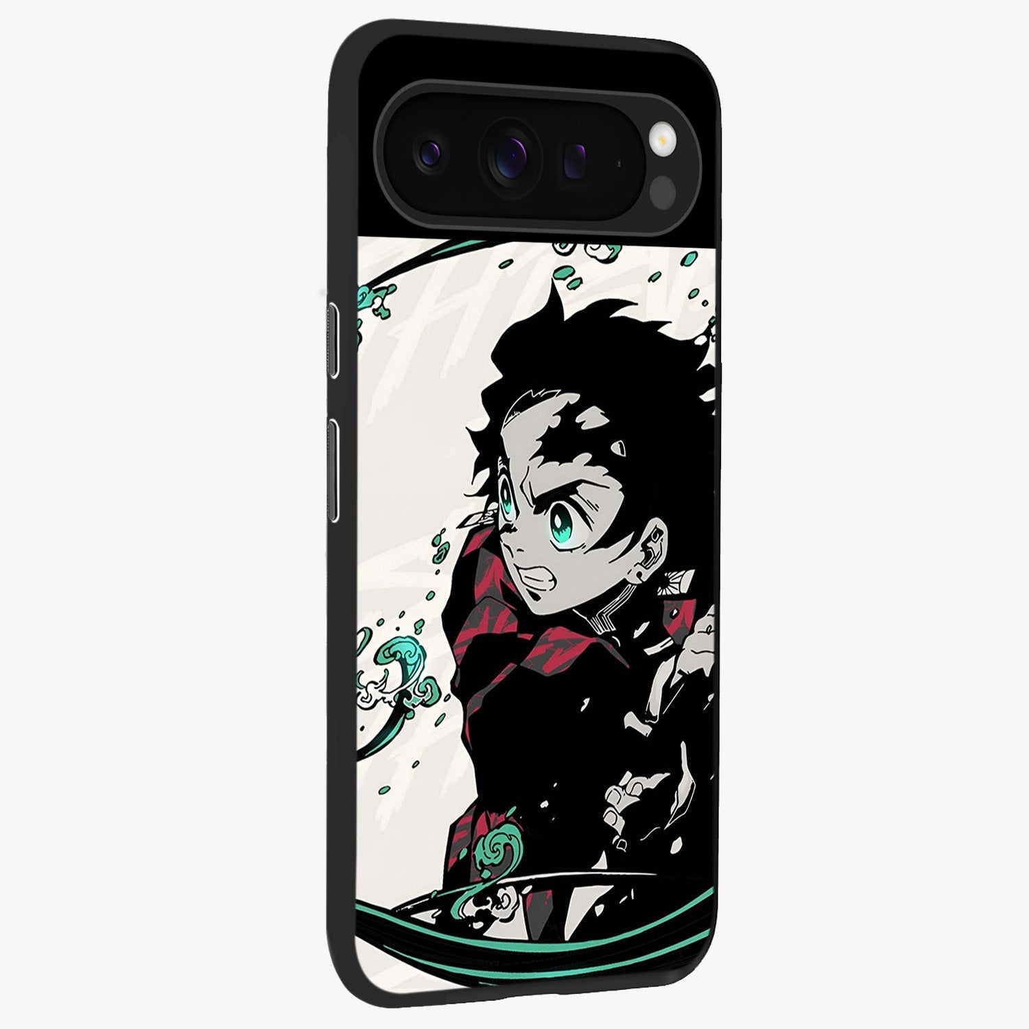 Demon Slayer Glass Case upright view showcasing powerful anime artwork with intense warrior theme.
