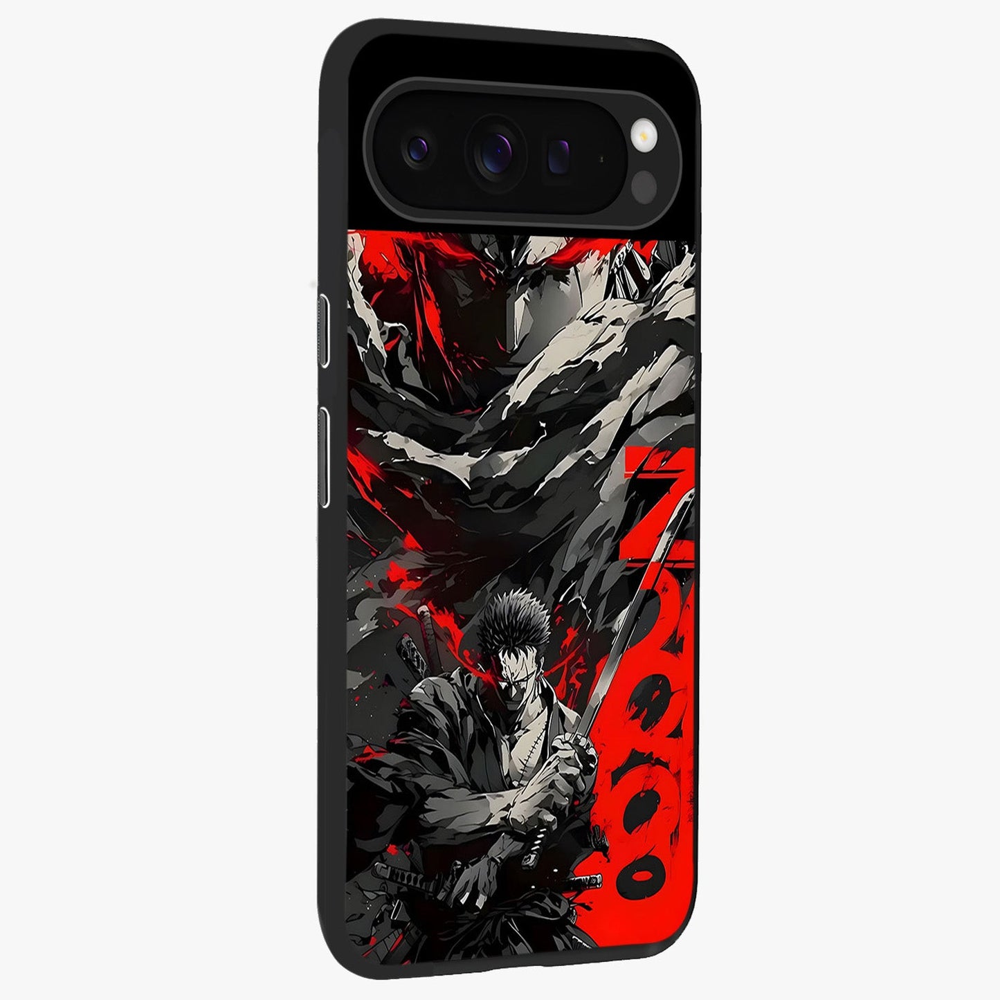 Demon Sword Resolve Glass Case upright view showcasing dramatic warrior artwork with intense battle theme.