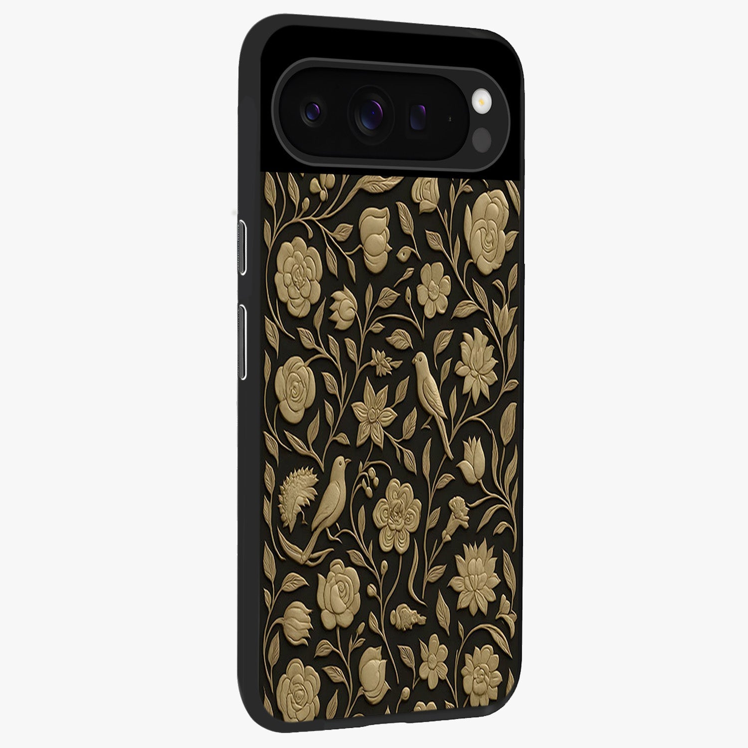Golden Evil Eye Mandala Glass Case upright view showcasing decorative evil eye mandala artwork with spiritual aesthetic style.