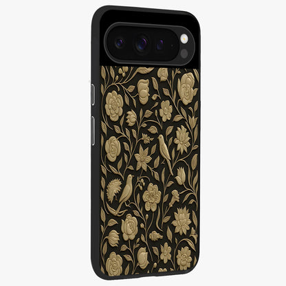 Golden Evil Eye Mandala Glass Case upright view showcasing decorative evil eye mandala artwork with spiritual aesthetic style.