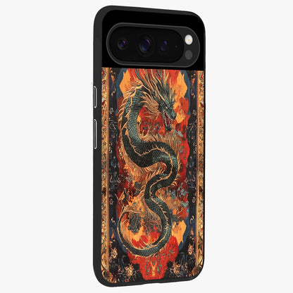 Inferno Dragon Soul Glass Case upright view showcasing intense dragon artwork with fantasy fire theme.
