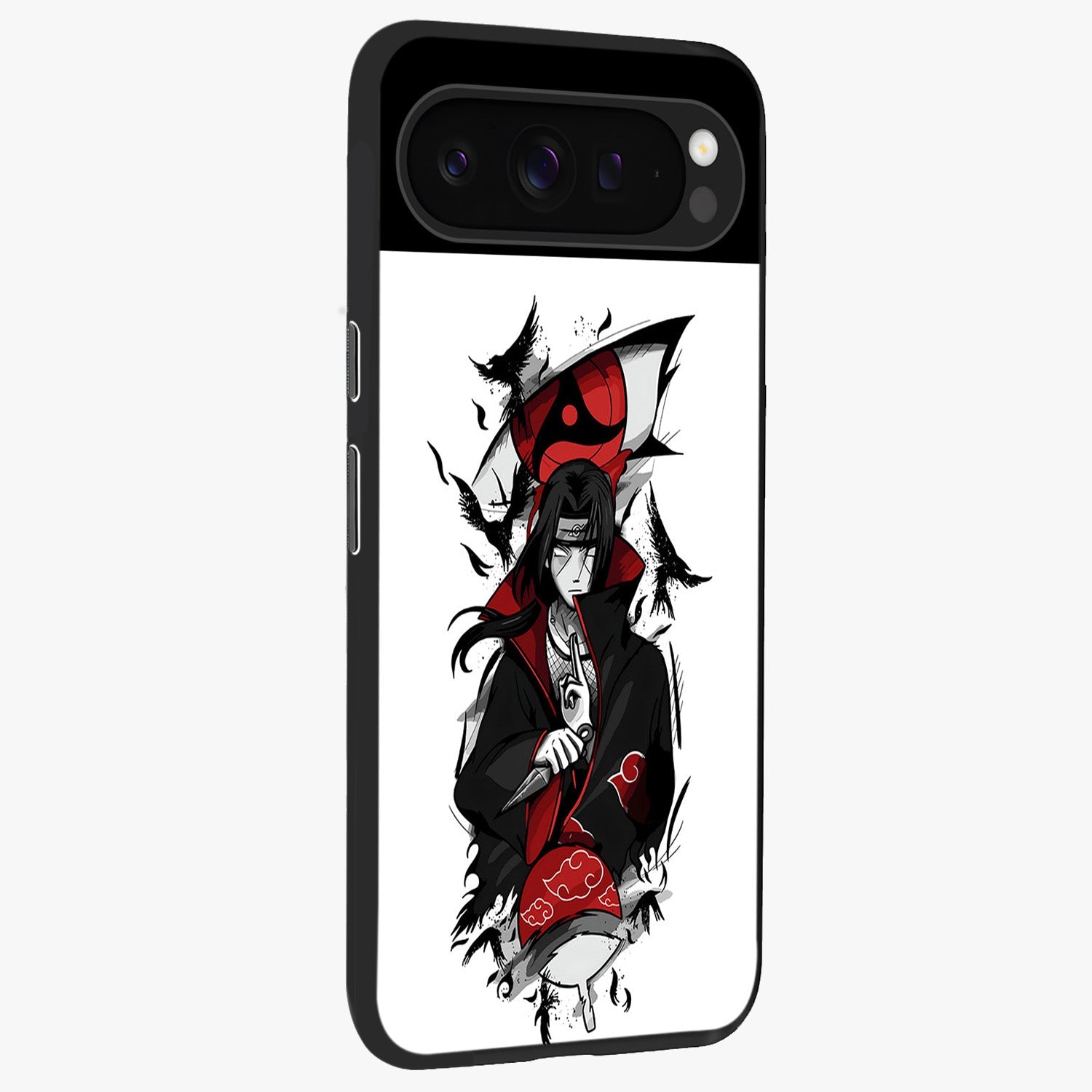 Itachi Limited Edition Naruto Anime Glass Case upright view showcasing intense anime artwork with powerful character theme.