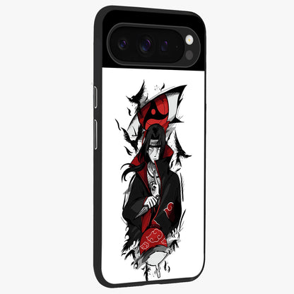 Itachi Limited Edition Naruto Anime Glass Case upright view showcasing intense anime artwork with powerful character theme.