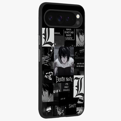 Midnight Chaos Mind Glass Case upright view showcasing expressive abstract artwork with bold dark theme.