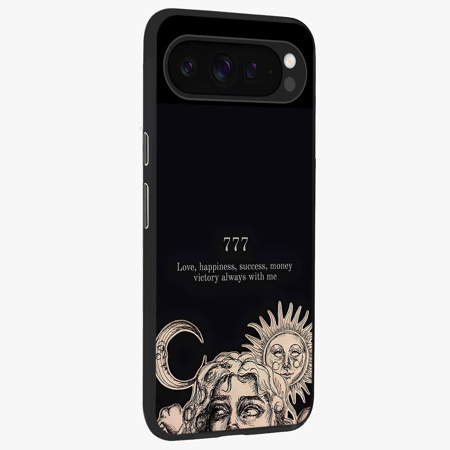 Mystic Victory Aura Glass Case upright view showcasing powerful victory themed artwork with spiritual energy vibe.