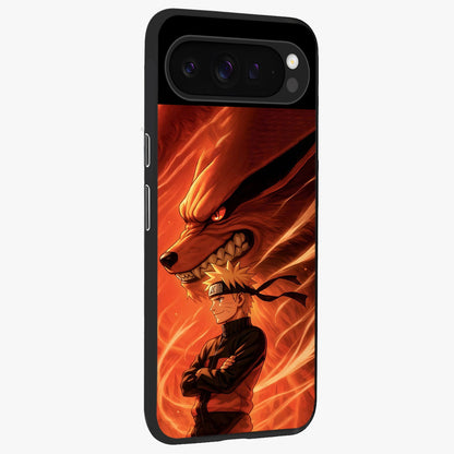 Nine Tails Legacy Glass Case upright view showcasing dramatic nine-tails artwork with intense anime themed design.