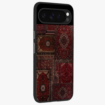 Persian Velvet Tale Glass Case upright view showcasing elegant Persian artwork with classic heritage theme.