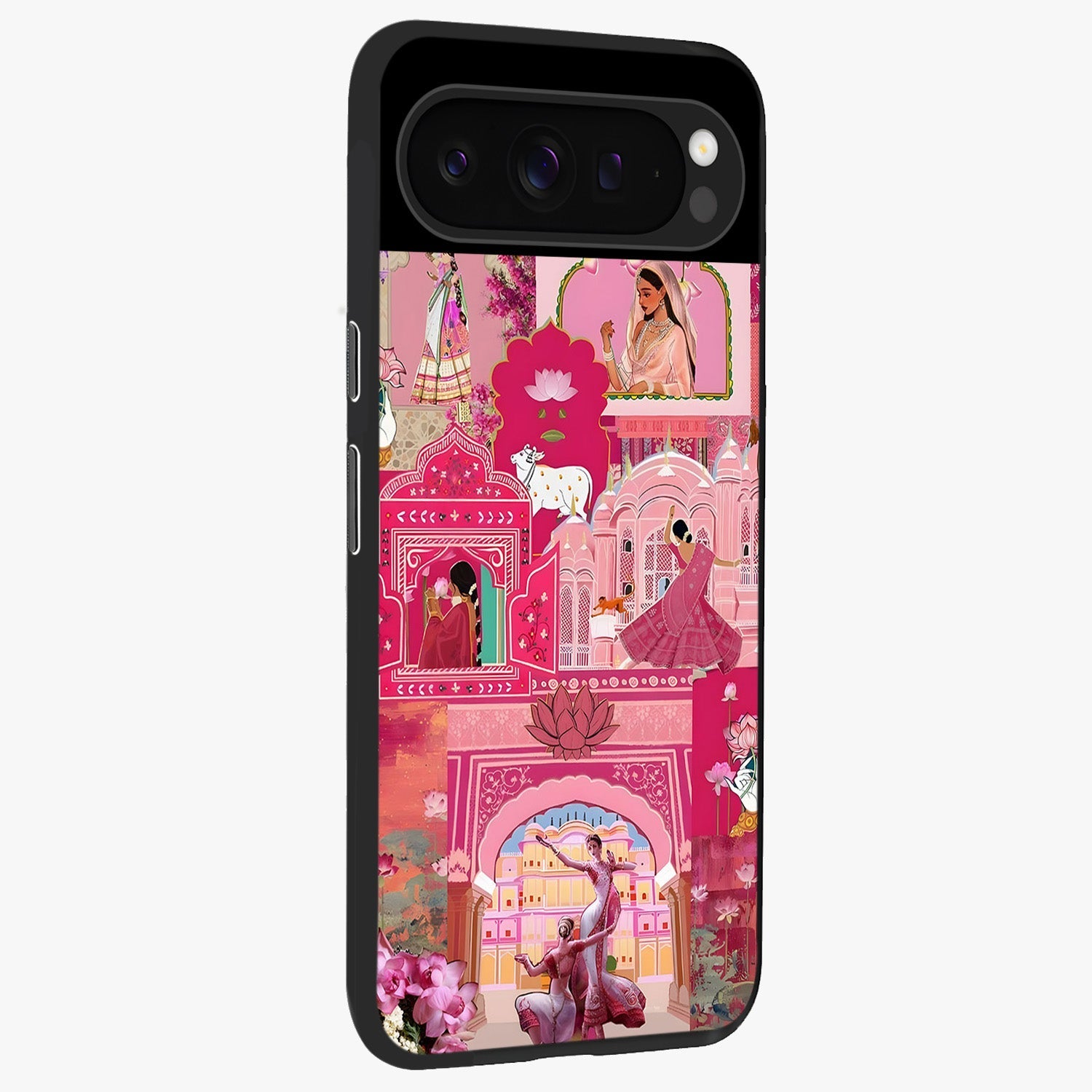 Pink Palace Muse Glass Case upright view showcasing artistic palace artwork with graceful royal theme.
