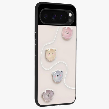 Puffy Face Parade Glass Case upright view showcasing adorable character artwork with cheerful animated theme.