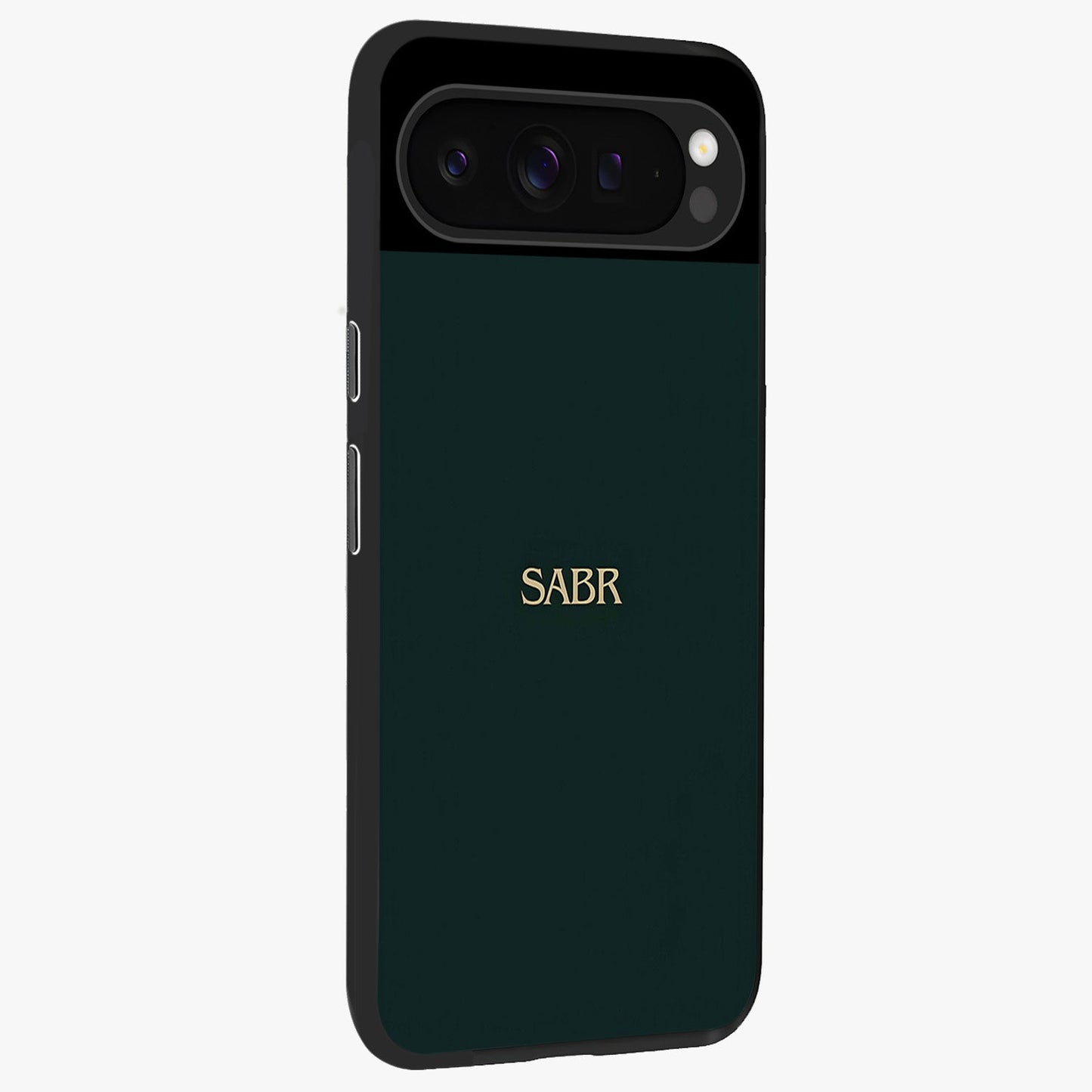 Sabr Minimal Patience Glass Case upright view showcasing calm minimalist artwork with motivational patience theme.