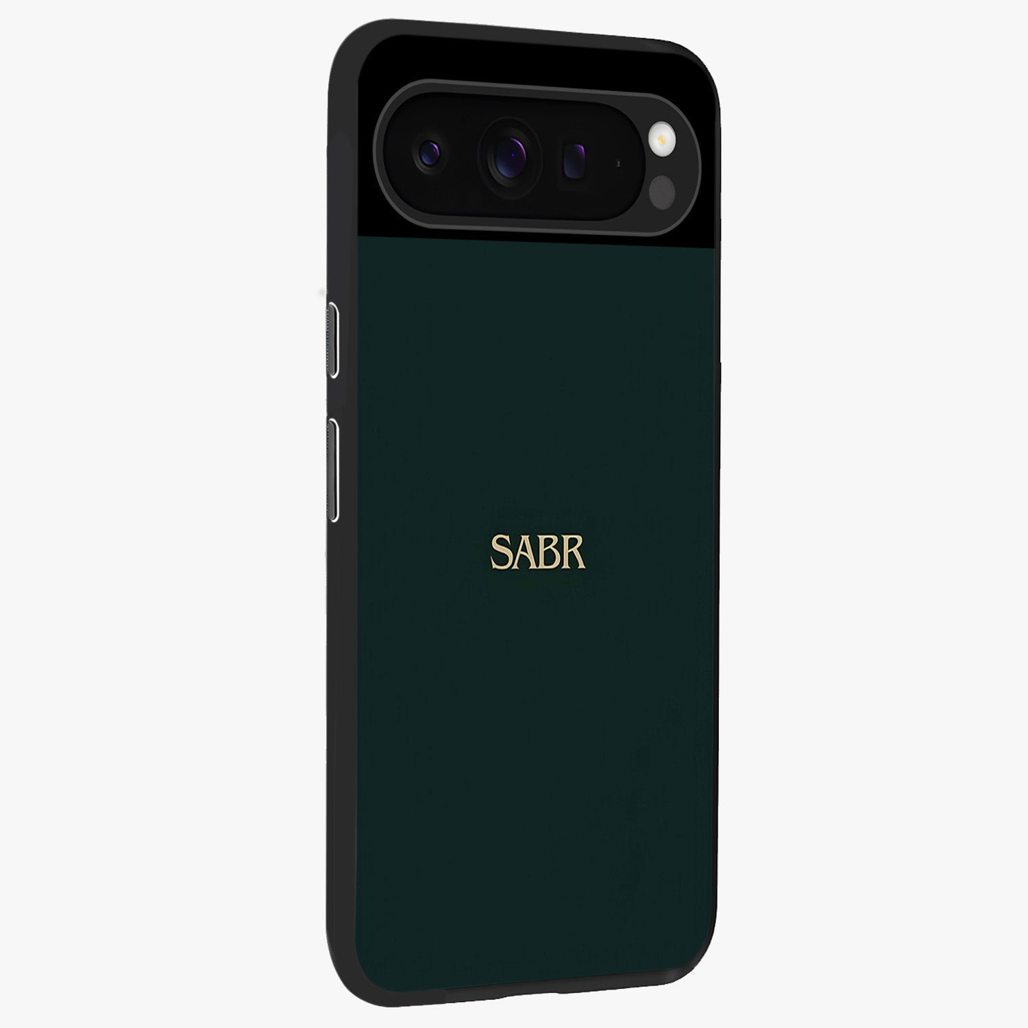 Sabr Minimal Patience Glass Case upright view showcasing calm minimalist artwork with motivational patience theme.