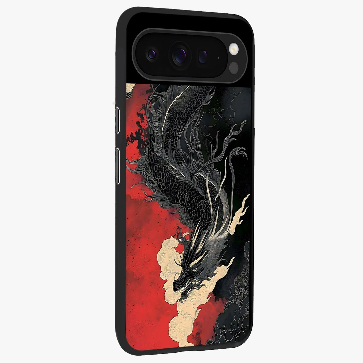 Shadow Dragon Fury Glass Case upright view showcasing intense dragon artwork with dramatic shadow theme.