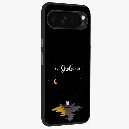 Silent Night Row Glass Case upright view showcasing tranquil night artwork with serene landscape theme.